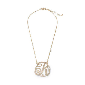 Monogram initial Necklace R GoldTone - Mimmic Fashion Jewelry