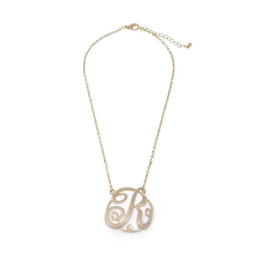 Monogram initial Necklace R GoldTone - Mimmic Fashion Jewelry