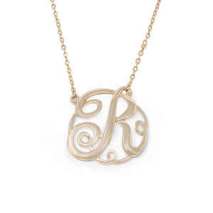 Monogram initial Necklace R GoldTone - Mimmic Fashion Jewelry