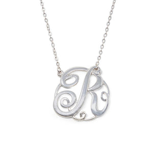 Monogram initial Necklace R SilverTone - Mimmic Fashion Jewelry