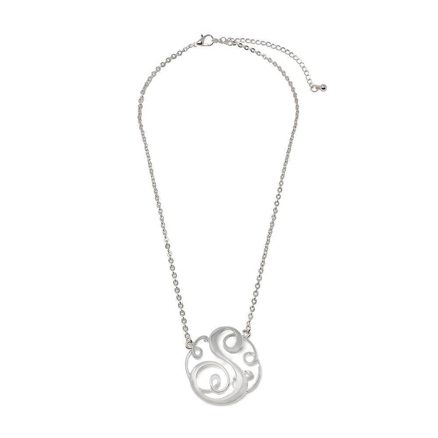 Monogram initial Necklace S SilverTone - Mimmic Fashion Jewelry