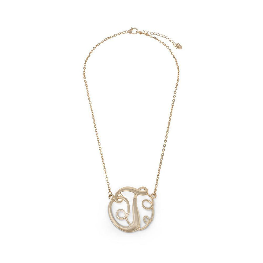 Monogram initial Necklace T GoldTone - Mimmic Fashion Jewelry