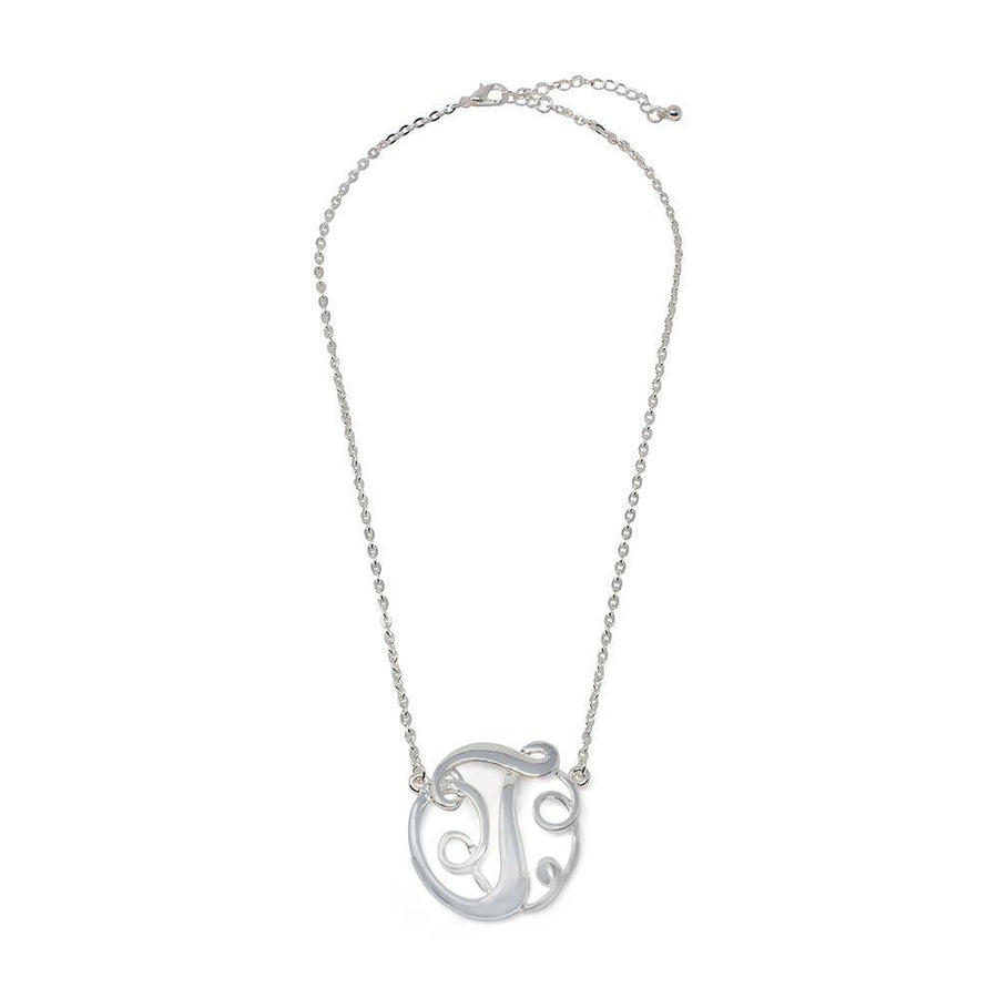 Monogram initial Necklace T SilverTone - Mimmic Fashion Jewelry