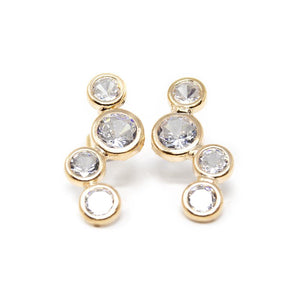 Multi CZ Round Stud Earrings Gold Tone - Mimmic Fashion Jewelry