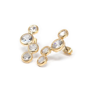 Multi CZ Round Stud Earrings Gold Tone - Mimmic Fashion Jewelry