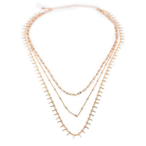 Multi Chain Layered Necklace Rose Gold Tone - Mimmic Fashion Jewelry