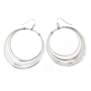 Multi Layered Hoop Earrings Silver Tone - Mimmic Fashion Jewelry