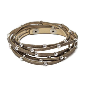 Multi Row Wrap Bracelet with Cubic Zirconia Grey - Mimmic Fashion Jewelry