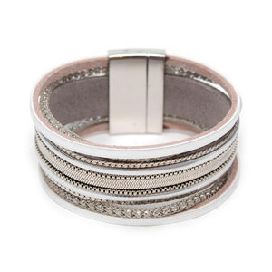 Multi Strand Bracelet Metallic Leather Sl - Mimmic Fashion Jewelry