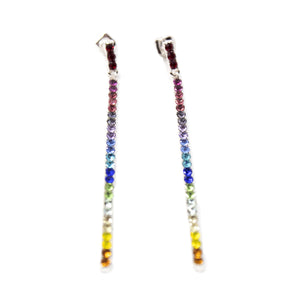 MultiColor Crystal Line Post Earrings - Mimmic Fashion Jewelry