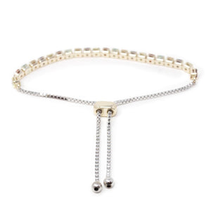 Multicolor Square CZ Slider Bracelet Two Tone - Mimmic Fashion Jewelry