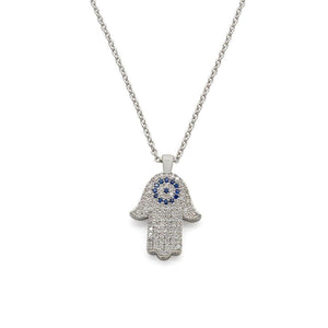 Necklace HamsaHand RhodiumPl - Mimmic Fashion Jewelry