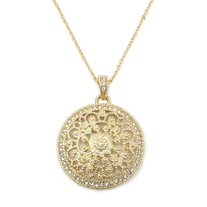 Necklace Medalion Mat Pave - Mimmic Fashion Jewelry