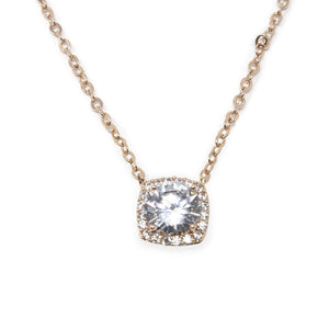 Necklace Rounded SQ CZ Station - Mimmic Fashion Jewelry