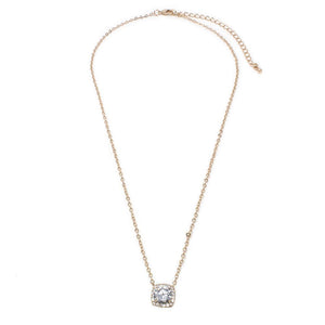 Necklace Rounded SQ CZ Station - Mimmic Fashion Jewelry