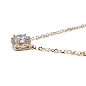 Necklace Rounded SQ CZ Station - Mimmic Fashion Jewelry