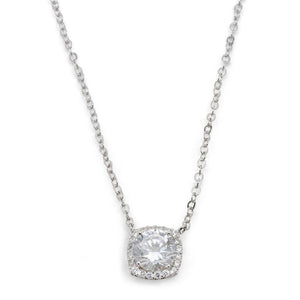 Necklace Rounded SQ CZ Station - Mimmic Fashion Jewelry