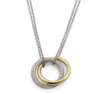 Necklace 2 Circle Pave Pendant - Mimmic Fashion Jewelry