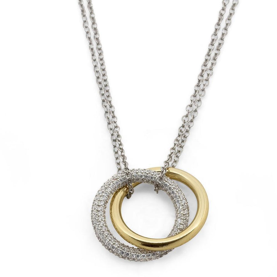Necklace 2 Circle Pave Pendant - Mimmic Fashion Jewelry