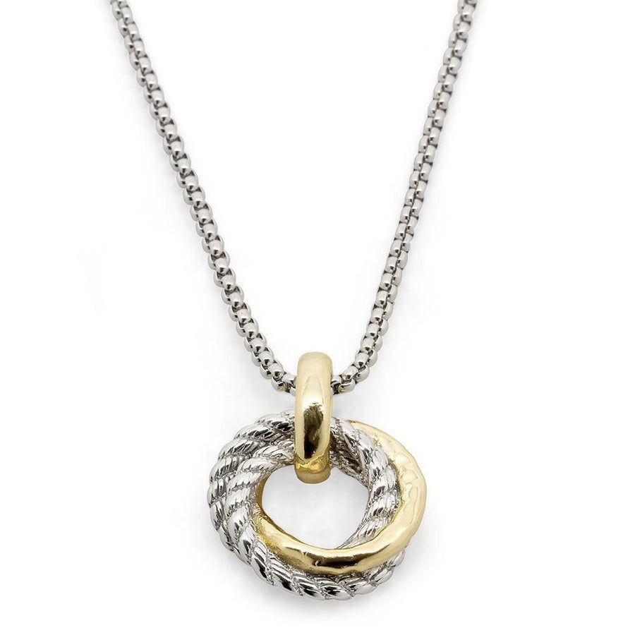 Necklace 2 Tone Link Pendant - Mimmic Fashion Jewelry