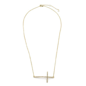 Necklace with Horizontal Cross Gold Plated - Mimmic Fashion Jewelry