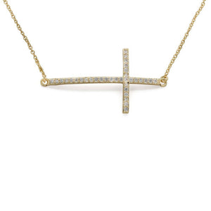 Necklace with Horizontal Cross Gold Plated - Mimmic Fashion Jewelry