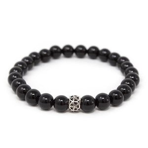 Onyx Stone Men's Bracelet with 925 Stainless Steel Bead - Mimmic Fashion Jewelry