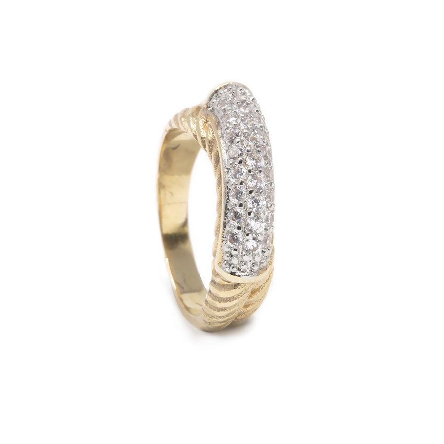 Pave Cable Ring Gold Tone - Mimmic Fashion Jewelry