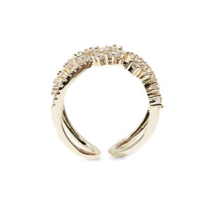 Pave Crossover Ring Gold Tone - Mimmic Fashion Jewelry