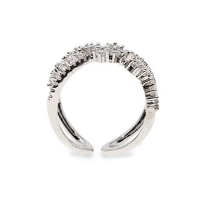 Pave Crossover Ring Rhodium Plated - Mimmic Fashion Jewelry