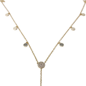 Pave Disc Lariat Necklace Gold Tone - Mimmic Fashion Jewelry