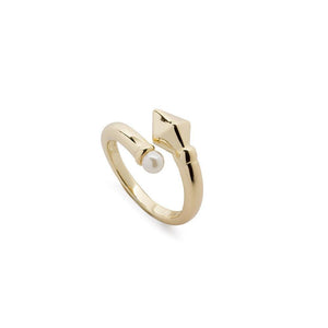 GoldPlated Wrap Ring w Pearl - Mimmic Fashion Jewelry