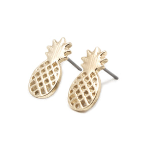Pineapple Stud Earrings Gold Tone - Mimmic Fashion Jewelry