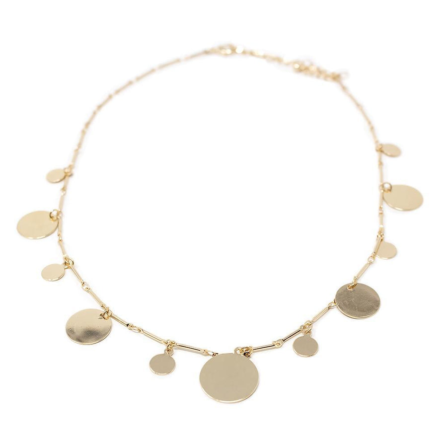 Plain Disc Charm Necklace Gold Tone - Mimmic Fashion Jewelry