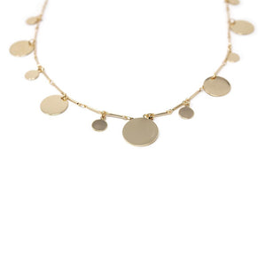 Plain Disc Charm Necklace Gold Tone - Mimmic Fashion Jewelry