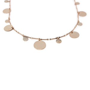 Plain Disc Charm Necklace Rose Gold Tone - Mimmic Fashion Jewelry