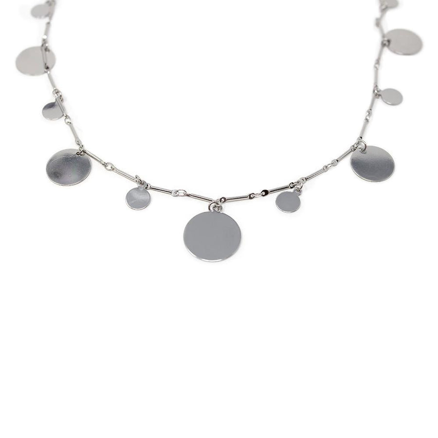 Plain Disc Charm Necklace Silver Tone - Mimmic Fashion Jewelry