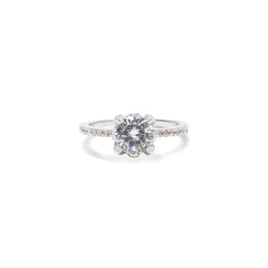 Promise Ring Silvertone w/Pave and Crystal - Mimmic Fashion Jewelry