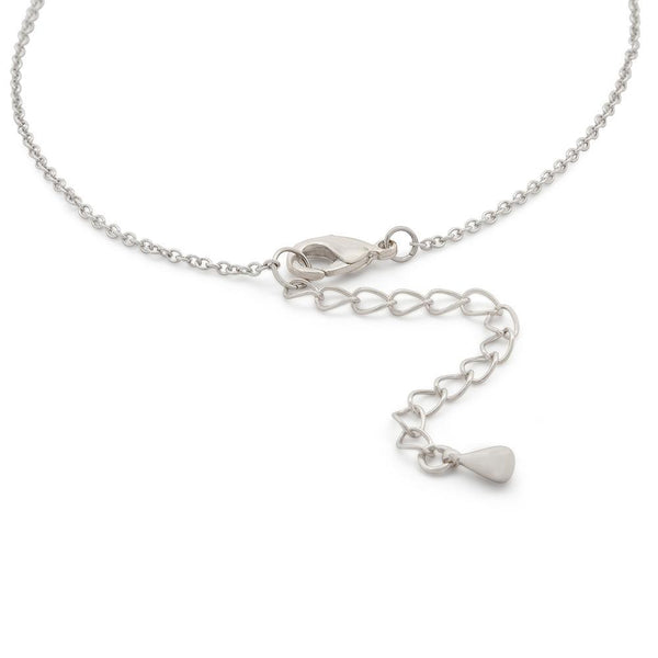 Rhodium Dotted Necklace with CZ Pave Link