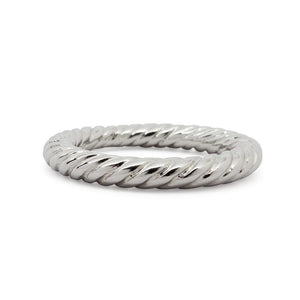 Rhodium Pl Cable Stackable Ring - Mimmic Fashion Jewelry