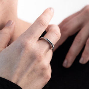 Rhodium Pl Cable Stackable Ring - Mimmic Fashion Jewelry