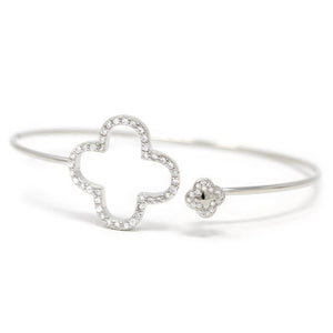 Rhodium Plated Bangle with Pave Cross - Mimmic Fashion Jewelry