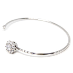 Rhodium Plated Bangle with Pave Crystal - Mimmic Fashion Jewelry