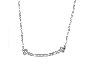 16" CZ Bar Necklace Rhodium Plated - Mimmic Fashion Jewelry