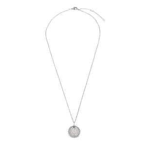 Rhodium Plated Necklace with Circle CZ Pave Pendant - Mimmic Fashion Jewelry