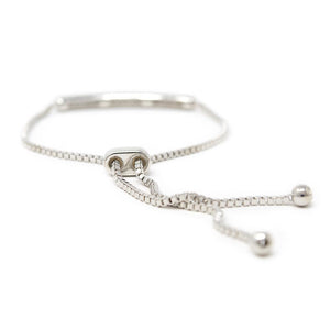Rhodium Plated Pave CZ Bar Adjustable Bracelet - Mimmic Fashion Jewelry