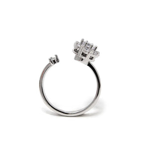 Rhodium Plated Ring with Pave Crystal - Mimmic Fashion Jewelry