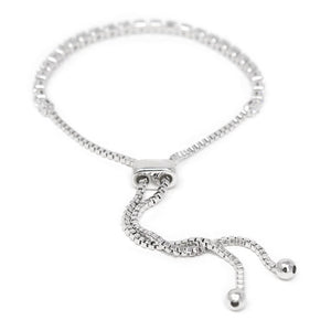 Rhodium Plated Square CZ Slide Gradient Tennis Bracelet - Mimmic Fashion Jewelry