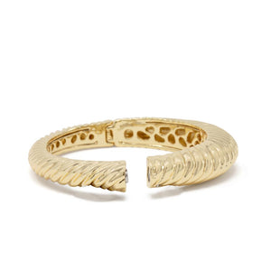 Ribbed Band Hinged Bracelet Gold Tone - Mimmic Fashion Jewelry