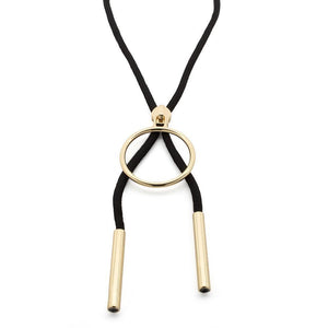 Ring Zip Necklace Black Gold - Mimmic Fashion Jewelry